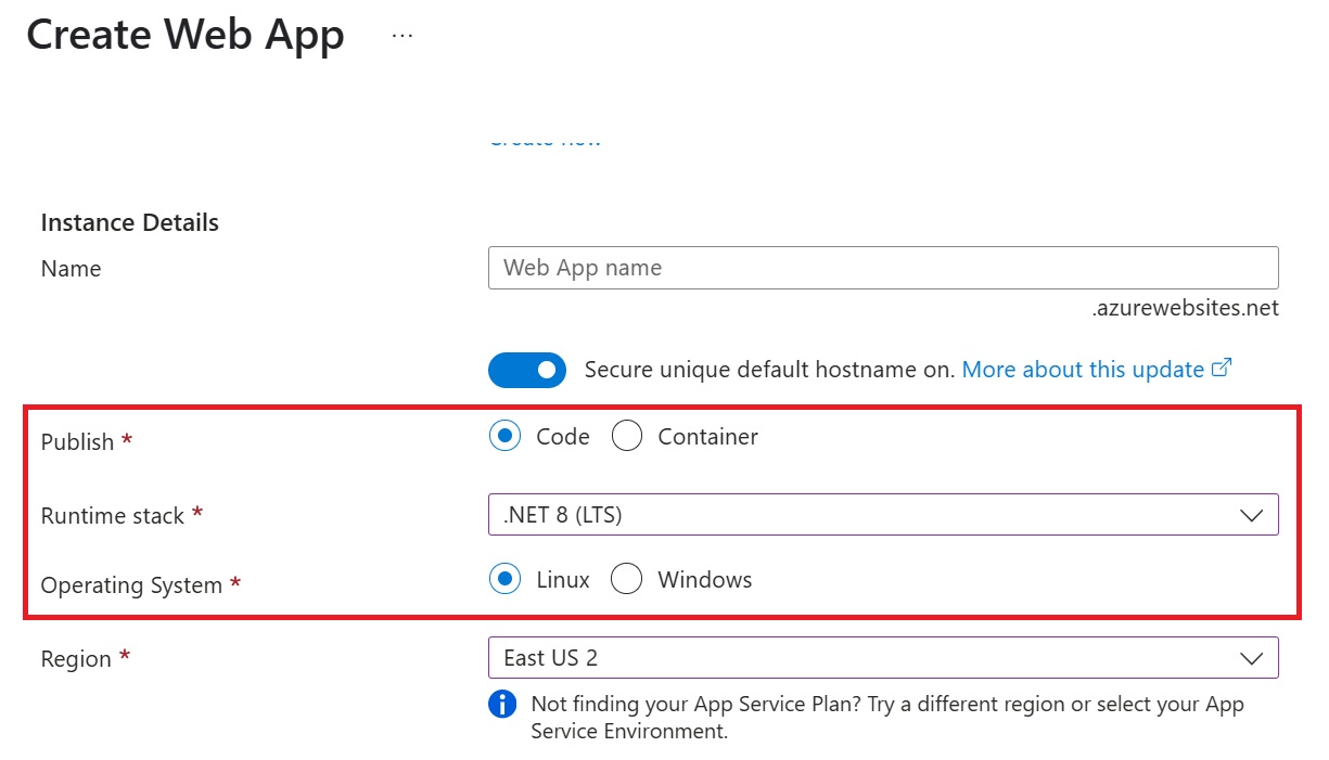 Create web app
